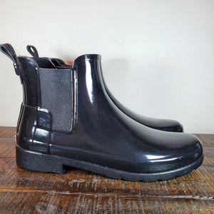 Hunter Refined Chelsea Boots Womens Size 9 Short Rain Boots Waterproof Black